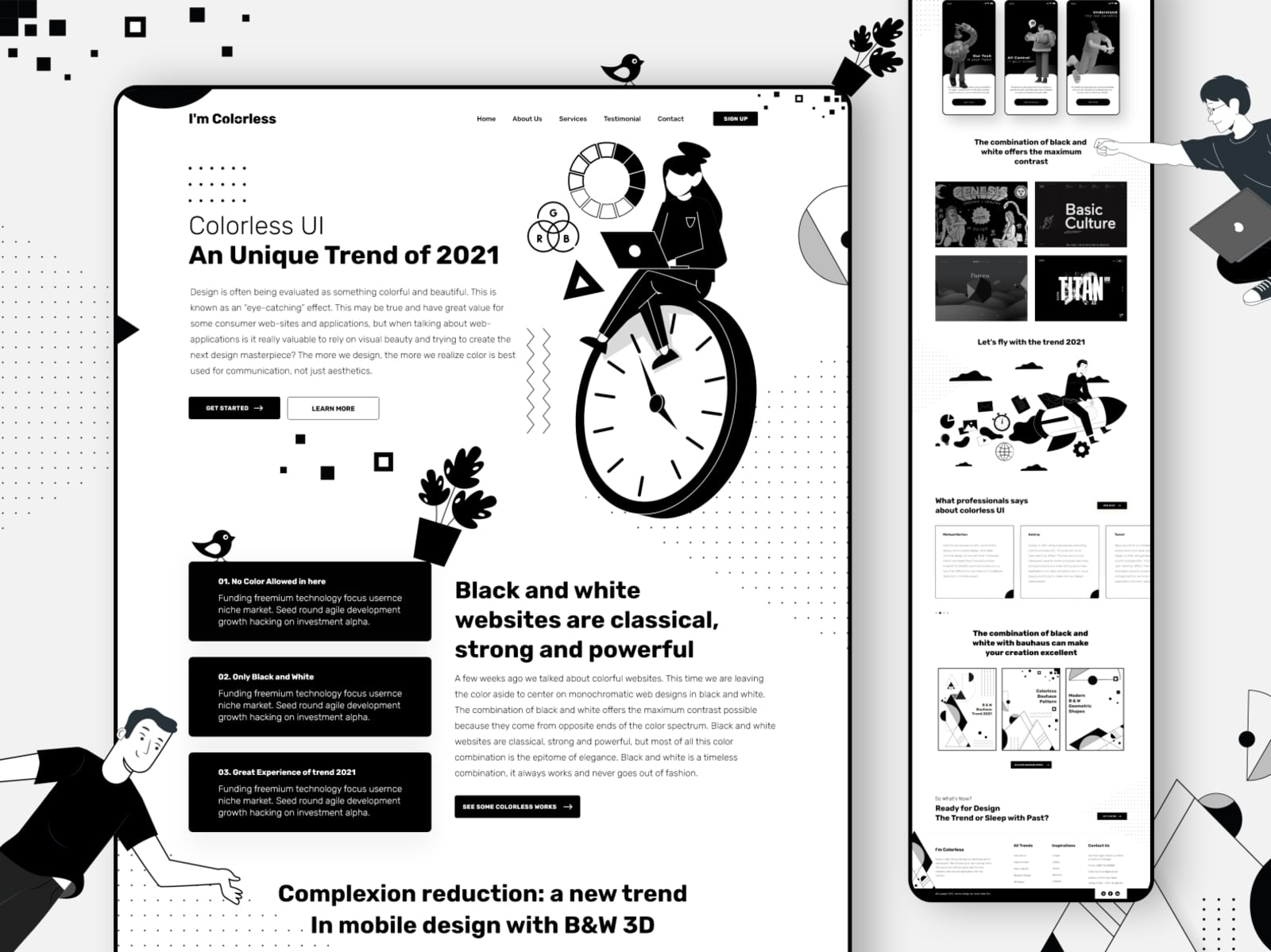 Colorless Web Design Trend 2021